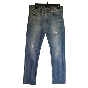 Uniqlo straight leg medium wash distressed Denim jeans